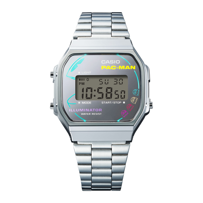 Reloj Vintage edición PAC-MAN correa de Acero inoxidable A168WEPC-7A