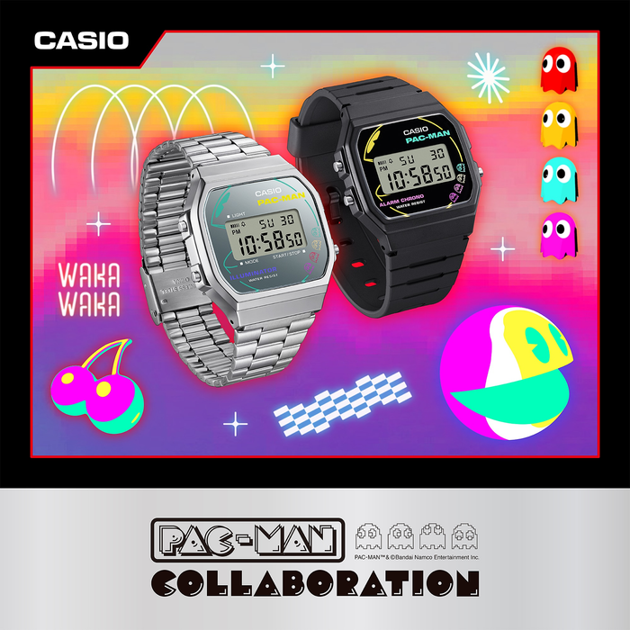 Reloj Vintage edición PAC-MAN correa de Acero inoxidable A168WEPC-7A