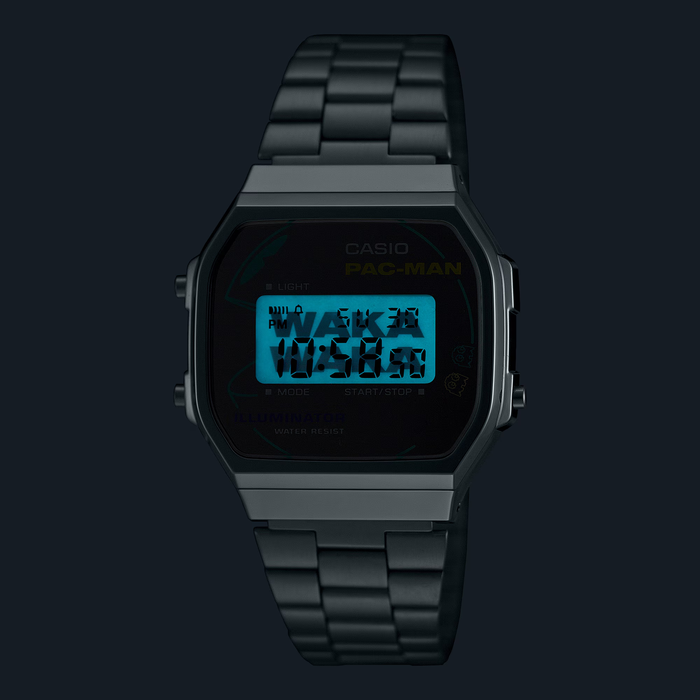 Reloj Vintage edición PAC-MAN correa de Acero inoxidable A168WEPC-7A