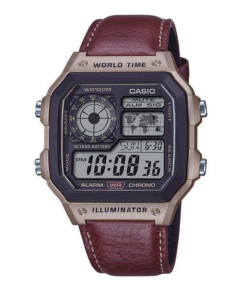 Reloj deportivo correa de Cuero AE-1200WHL-5AV