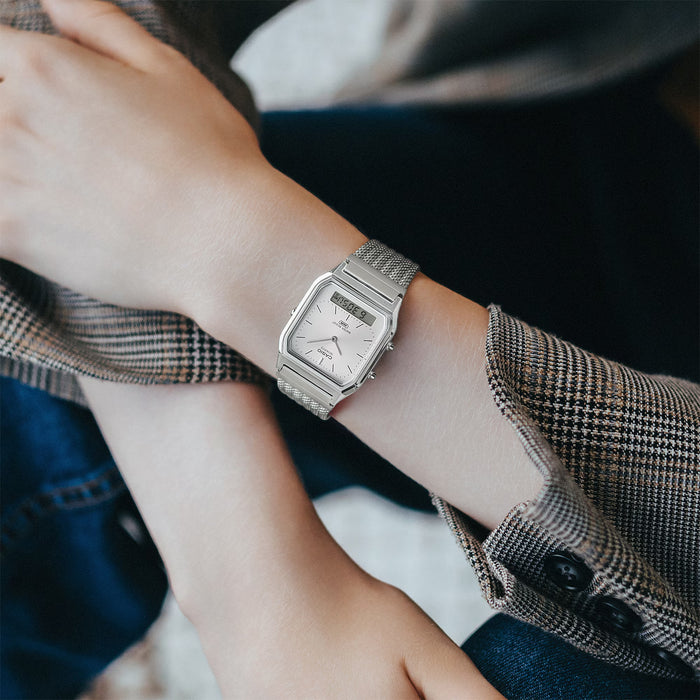 Reloj Vintage correa de Acero inoxidable AQ-230EM-7A