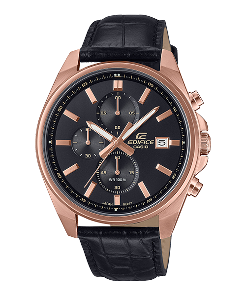 Reloj Edifice casual correa de Cuero EFV-610ECL-1A