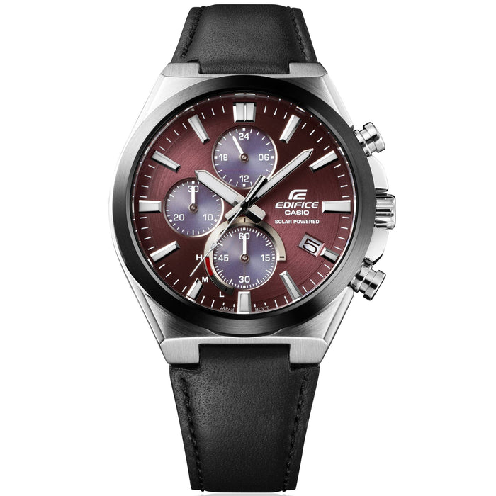 Reloj Edifice casual correa de Cuero EQS-950BL-5AV