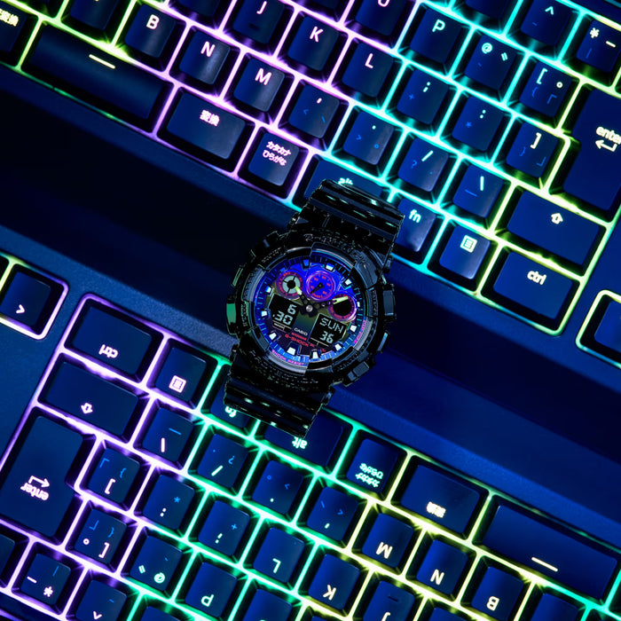 Reloj G-shock edición Virtual Rainbow correa de resina GA-100RGB-1A