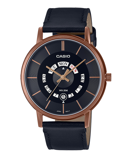 Reloj casual correa de cuero MTP-B135RL-1AV