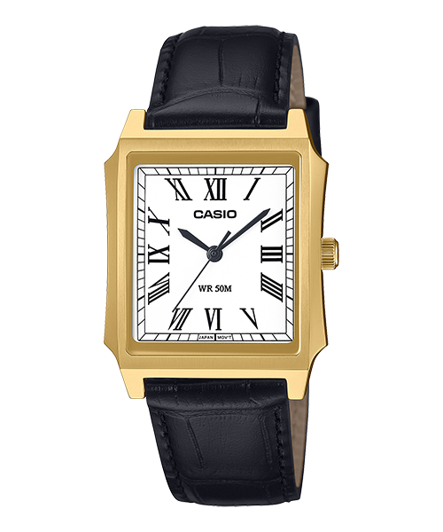 Reloj casual correa de cuero MTP-B190GL-7BV