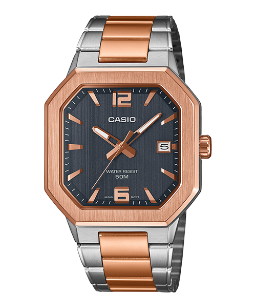 Reloj casual correa de cuero MTP-B195RG-2AV