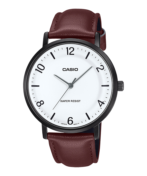 Reloj casual correa de Cuero MTP-VT03BL-7B