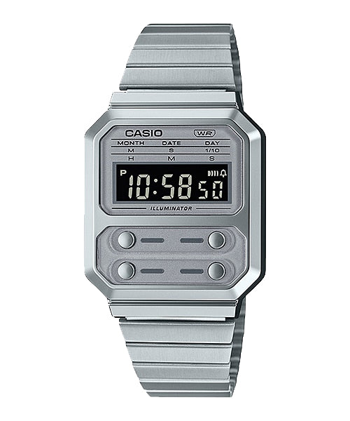 Reloj Casio Vintage Unisex Metal Plateado A1100D-1