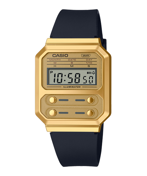 Reloj Digital Vintage Dorado Casio Unisex A-159wgea-1 Color de la correa  Negro Color del bisel Negro Color del fondo Negro