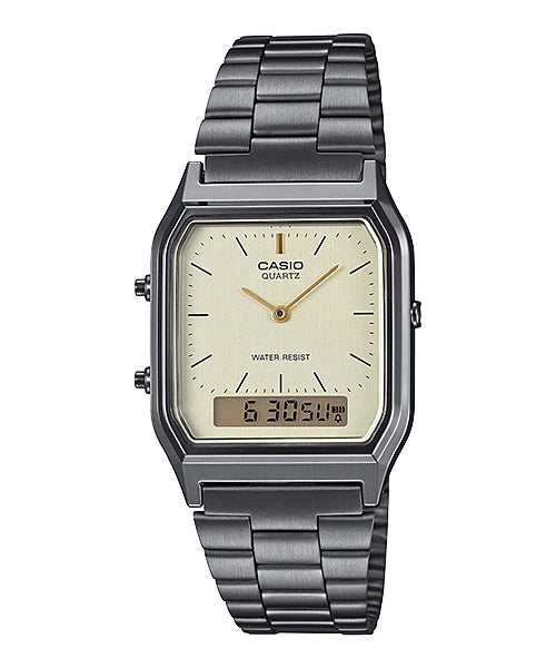 Reloj Vintage casual correa de acero inoxidable AQ-230GG-9A