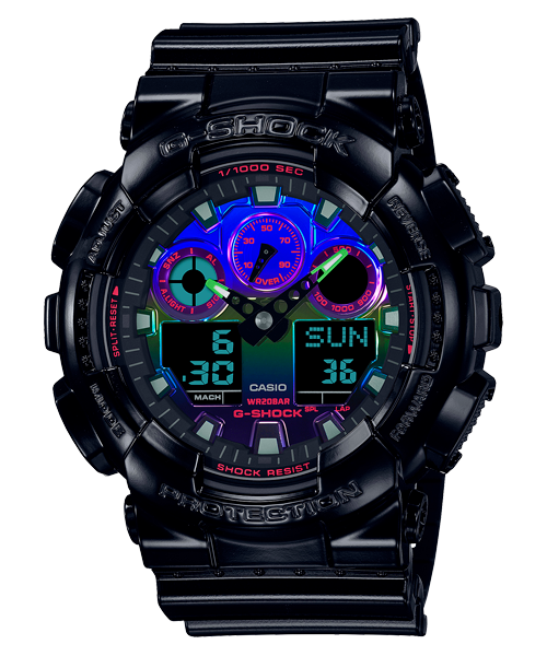 Reloj G-shock edición Virtual Rainbow correa de resina GA-100RGB-1A