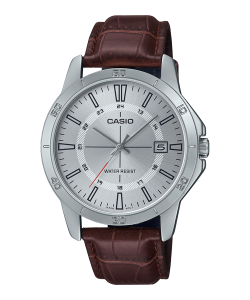 Orologio Casio Per Uomo, MTP-V004L-2B, Cinturino In Pelle Blu Quadrante Blu Con Segna Data Movimento Al Quarzo