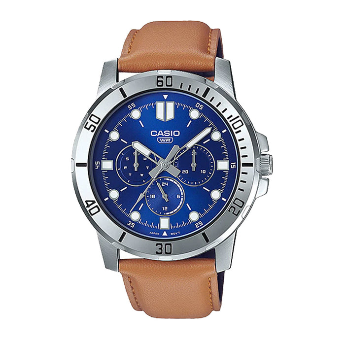 Reloj casual correa de cuero MTP-VD300L-2E